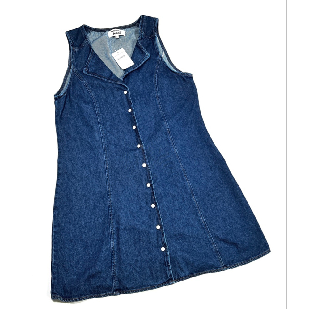 NWT Reformation Dress Blue Denim Sleeveless Mini Dress Size 10 - Picture 4 of 7